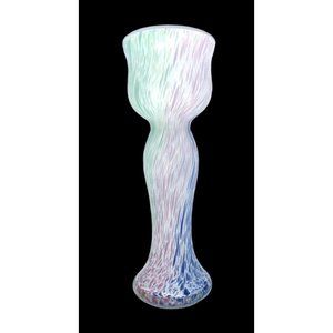 Vintage Glass Hand Blown Vase Holmgaard Pastel Blue Pink Green Splash Large Dots